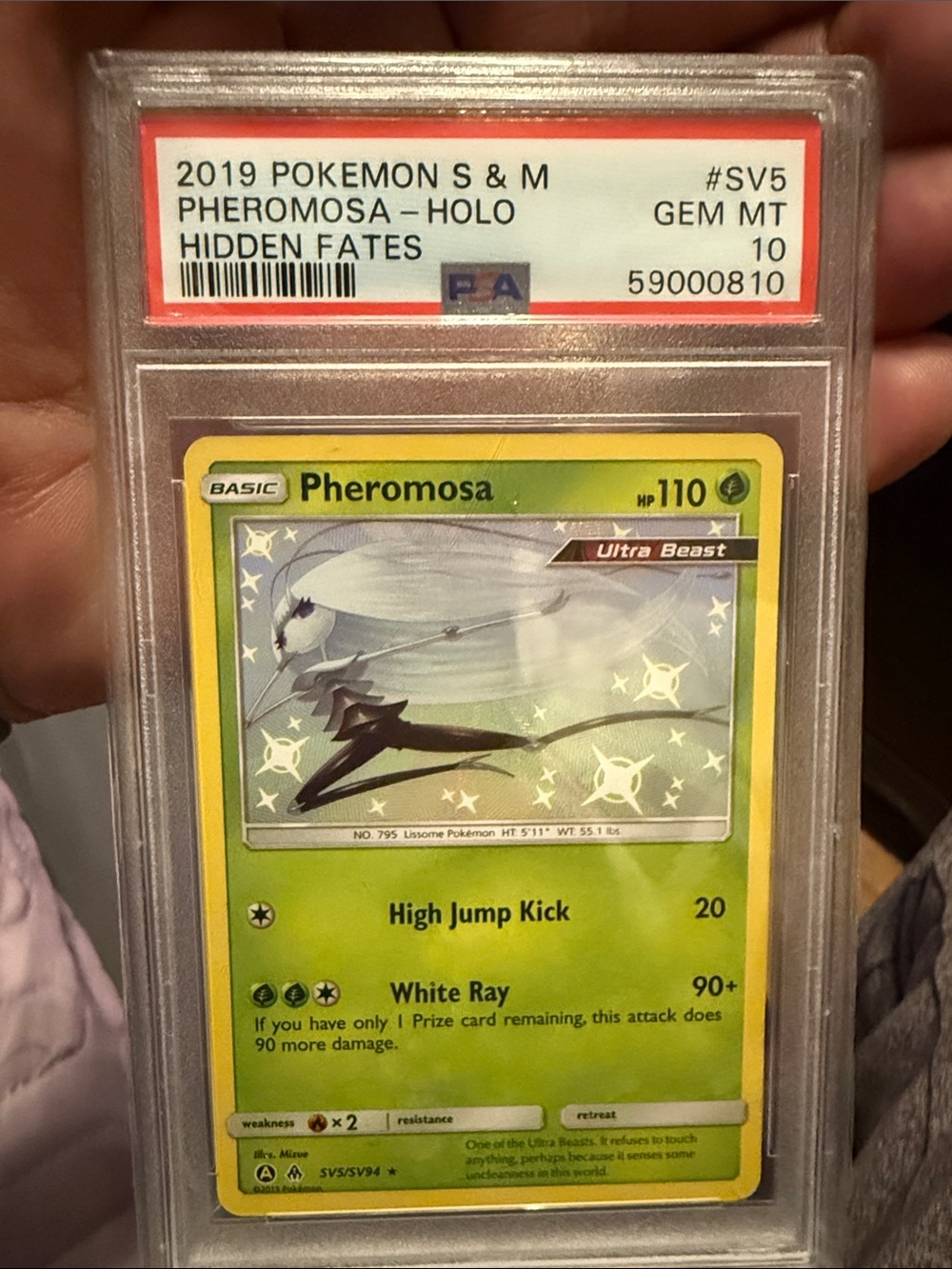 Pokemon Pheromosa Holo Card - Green and Yellow